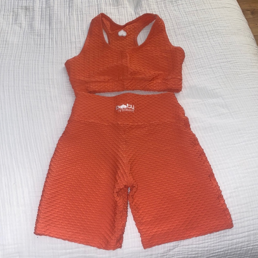 Coral Croco Bra Top & Matching Croco Biker shorts